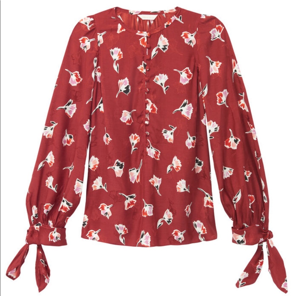 Brand new long-sleeve silk jacquard top